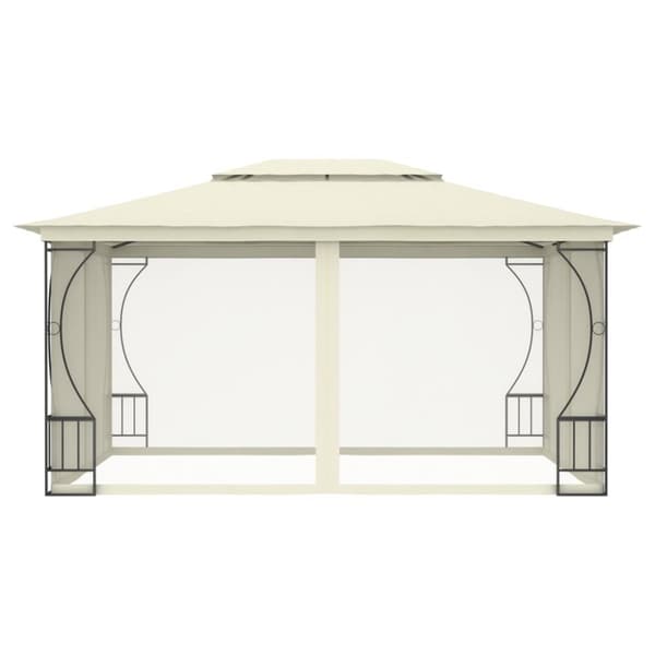 The Living Store Paviljong med nät 300x400x265 cm gräddvit -  Partytält & paviljoner