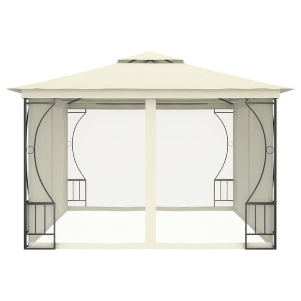 The Living Store Paviljong med nät 300x400x265 cm gräddvit -  Partytält & paviljoner