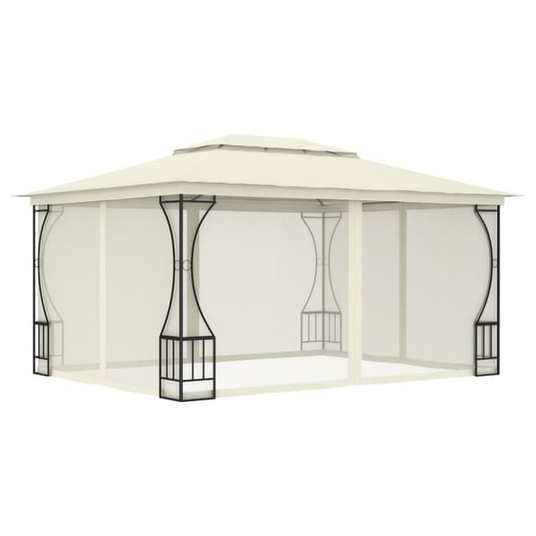 The Living Store Paviljong med nät 300x400x265 cm gräddvit -  Partytält & paviljoner