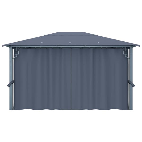 The Living Store Paviljong med gardiner 400 x 300 cm antracit aluminium -  Partytält & paviljoner
