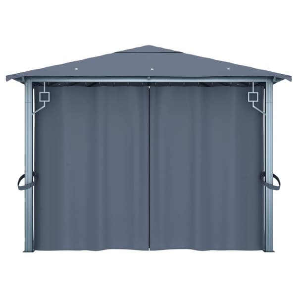 The Living Store Paviljong med gardiner 400 x 300 cm antracit aluminium -  Partytält & paviljoner