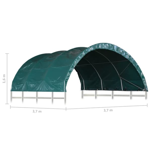 The Living Store Vindskydd för boskap PVC 3,7x3,7 m grön -  Partytält & paviljoner
