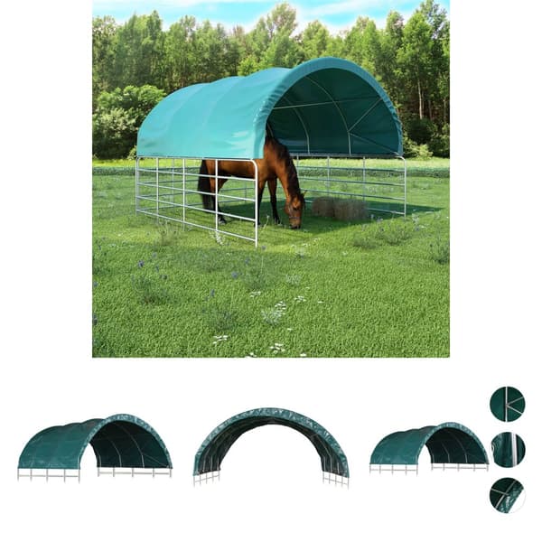 The Living Store Vindskydd för boskap PVC 3,7x3,7 m grön -  Partytält & paviljoner