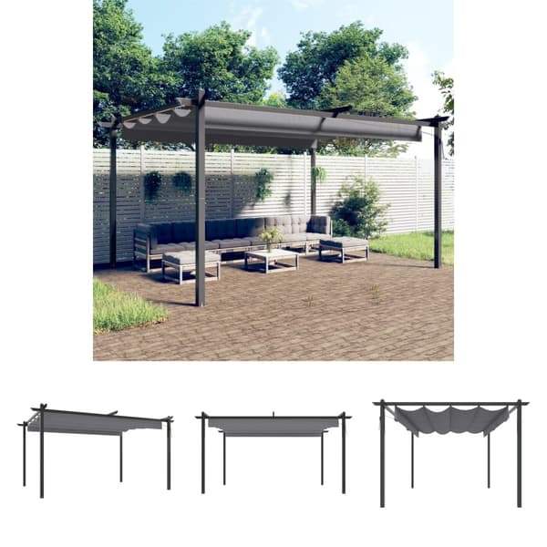 The Living Store havepavillon med sammenrulleligt tag 4x3 m antracitgrå -  Festtelte & havepavilloner