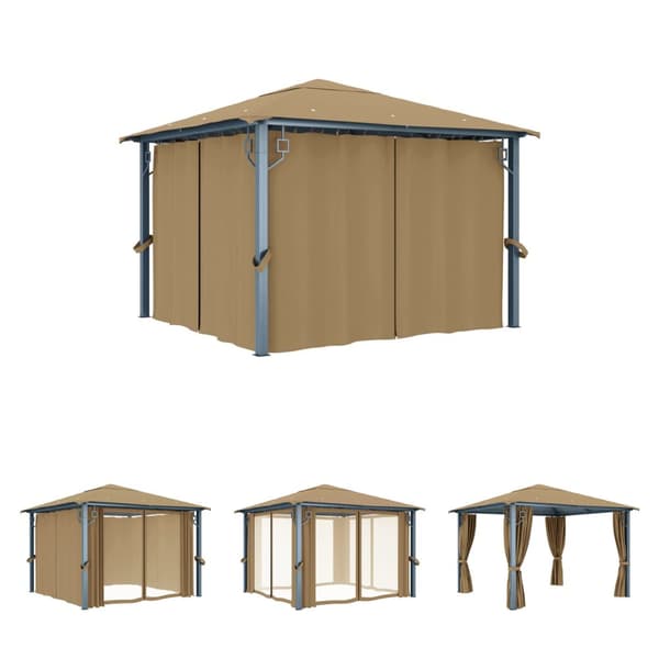 The Living Store pavillon med gardin 300x300 cm aluminium grå -  Festtelte & havepavilloner