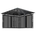 Miniatyrbillede 3 af 11: The Living Store pavillon med myggenet og LED-lyskæder 3x3x2,73 m antracitgrå -  Festtelte & havepavilloner