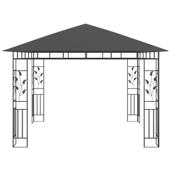 The Living Store pavillon med myggenet og LED-lyskæder 3x3x2,73 m antracitgrå - Festtelte & havepavilloner