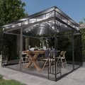 Miniatyrbillede 2 af 11: The Living Store pavillon med myggenet og LED-lyskæder 3x3x2,73 m antracitgrå -  Festtelte & havepavilloner