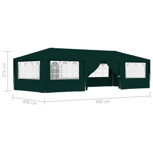 The Living Store Ammattilaisten juhlateltta sivuseinillä 4x9 m vihreä 90 g/m² - Katokset & huvimajat