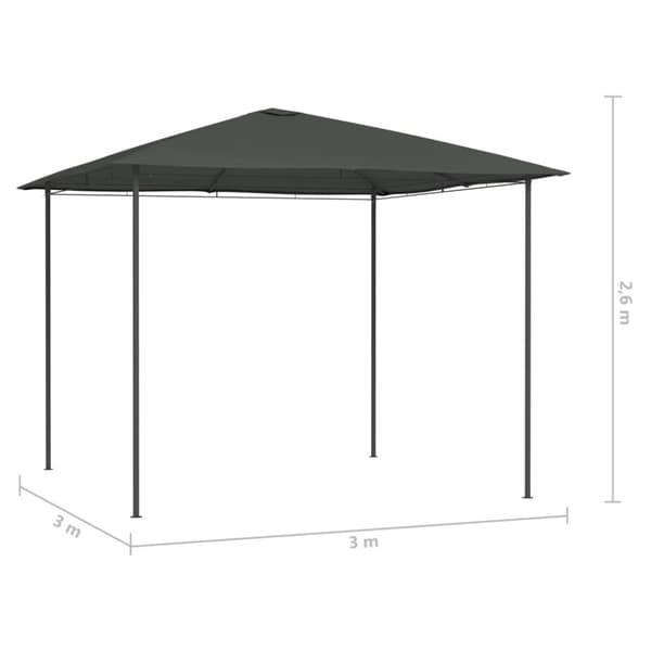 The Living Store Paviljong 3x3x2,6 m antracit 160 g/m² -  Partytält & paviljoner