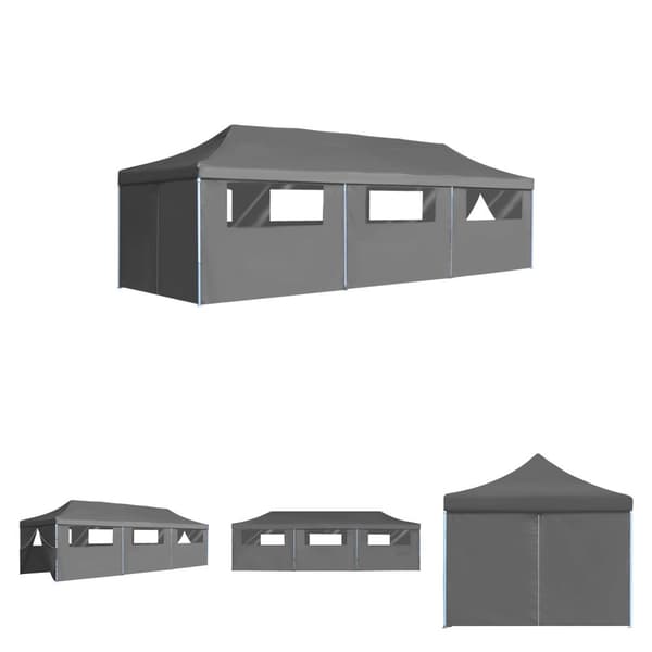 The Living Store foldbart pop op-festtelt med 8 sidevægge 3 x 9 m antracitgrå -  Festtelte & havepavilloner