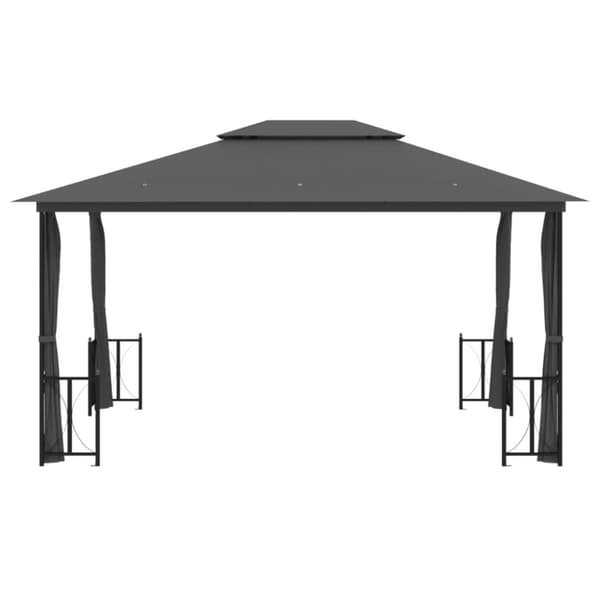 The Living Store Paviljong med draperier och dubbelt tak 3x4 m antracit -  Partytält & paviljoner