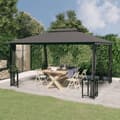 Miniatyrbild 2 av 7: The Living Store Paviljong med draperier och dubbelt tak 3x4 m antracit -  Partytält & paviljoner