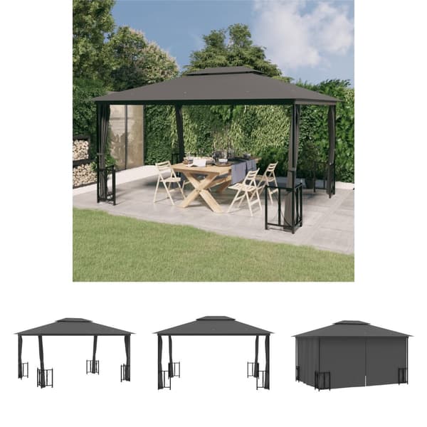 The Living Store Huvimaja sivuseinillä ja tuplakatolla 3x4 m antrasiitti -  Katokset & huvimajat
