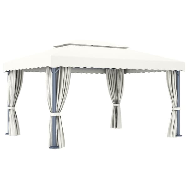 The Living Store pavillon med gardin 4x3 m aluminium cremefarvet -  Festtelte & havepavilloner