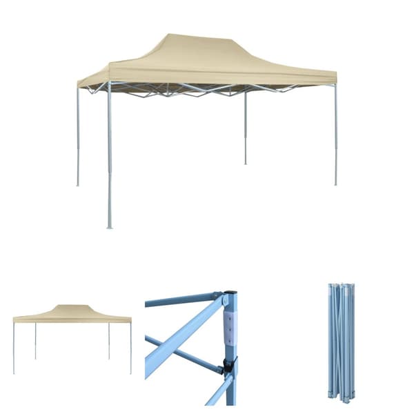 The Living Store Hopfällbart partytält 3x4 m stål gräddvit -  Partytält & paviljoner