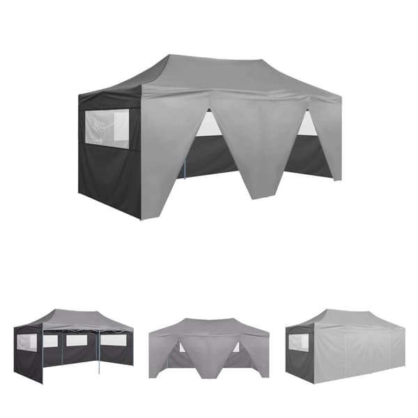 The Living Store Kokoontaittuva juhlateltta 4 sivuseinää 3x6 m teräs antrasiitti -  Katokset & huvimajat