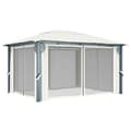 Miniatyrbild 5 av 11: The Living Store Paviljong med draperier 400 x 300 cm gräddvit aluminium -  Partytält & paviljoner