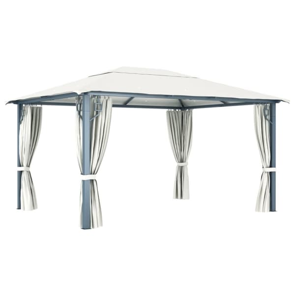 The Living Store Paviljong med draperier 400 x 300 cm gräddvit aluminium -  Partytält & paviljoner