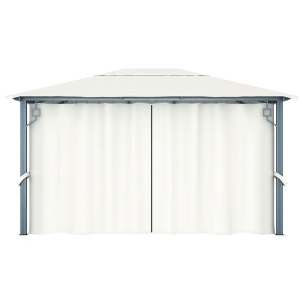 The Living Store Paviljong med draperier 400 x 300 cm gräddvit aluminium -  Partytält & paviljoner
