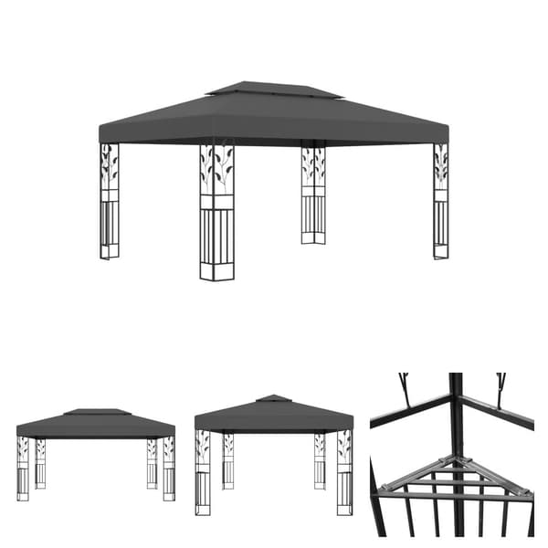 The Living Store pavillon med dobbelt tag 3x4 m antracitgrå -  Festtelte & havepavilloner