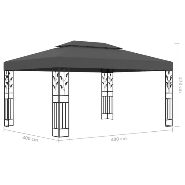The Living Store Huvimaja tuplakatolla ja LED-valonauhoilla 3x4 m antrasiitti -  Katokset & huvimajat