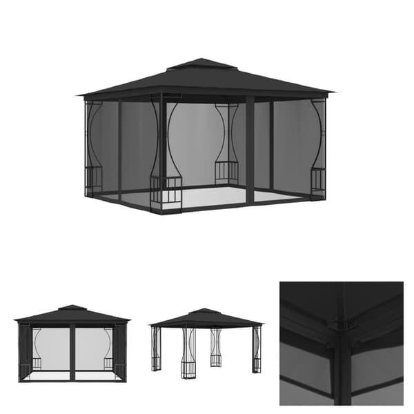 The Living Store pavillon med net 300x300x265 cm antracitgrå -  Festtelte & havepavilloner