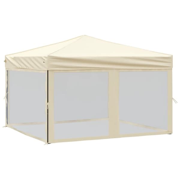 The Living Store foldbart festtelt med sidevægge 3x3 m cremefarvet -  Festtelte & havepavilloner