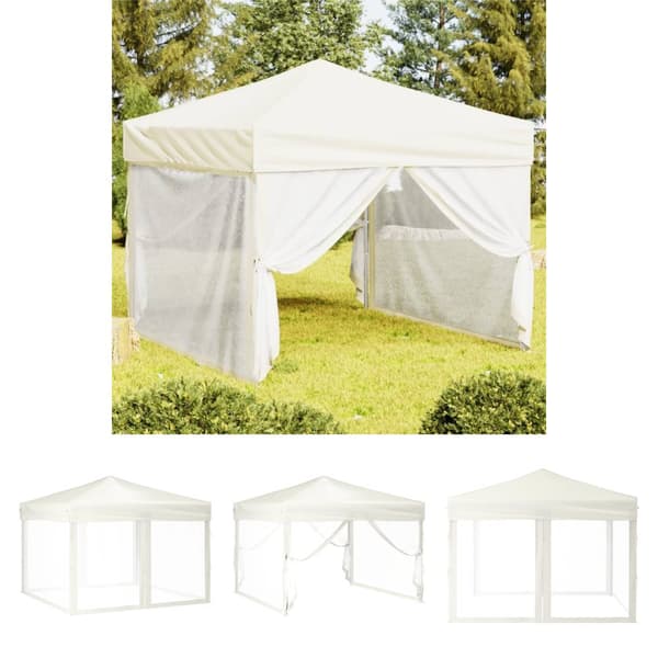 The Living Store foldbart festtelt med sidevægge 3x3 m cremefarvet -  Festtelte & havepavilloner