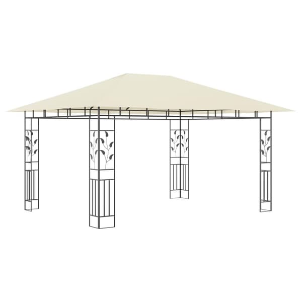 The Living Store Paviljong med myggnät och ljusslinga LED 4x3x2,73 m gräddvit -  Partytält & paviljoner