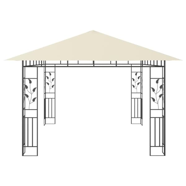The Living Store Paviljong med myggnät och ljusslinga LED 4x3x2,73 m gräddvit -  Partytält & paviljoner
