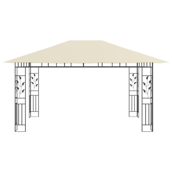 The Living Store Paviljong med myggnät och ljusslinga LED 4x3x2,73 m gräddvit -  Partytält & paviljoner