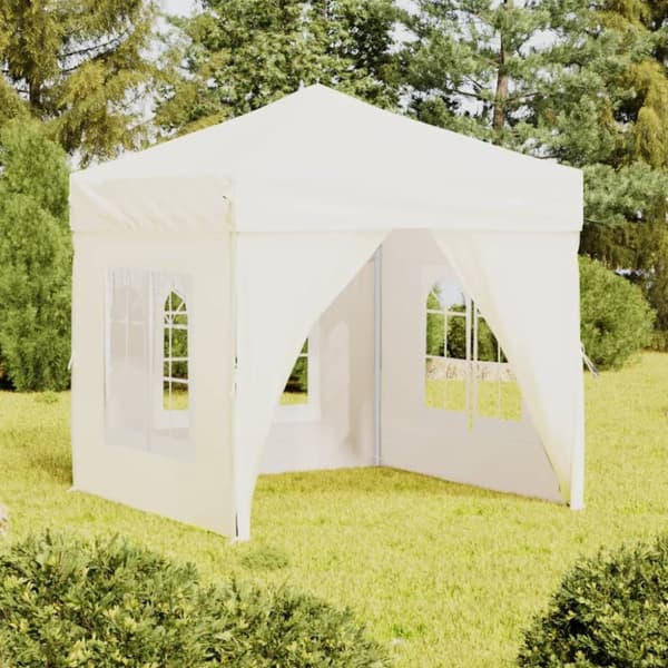 The Living Store foldbart festtelt med sidevægge 2x2 m cremefarvet - Festtelte & havepavilloner