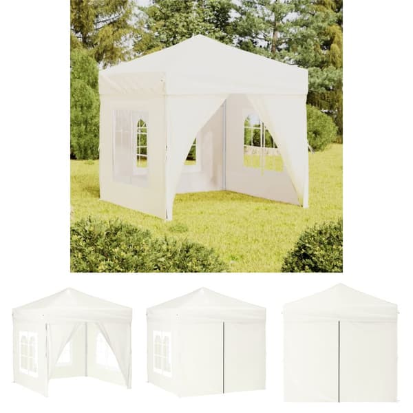 The Living Store foldbart festtelt med sidevægge 2x2 m cremefarvet -  Festtelte & havepavilloner