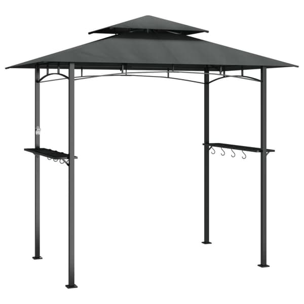 The Living Store Tak för grill med sidohyllor antracit 240x150x243 cm stål - Partytält & paviljoner