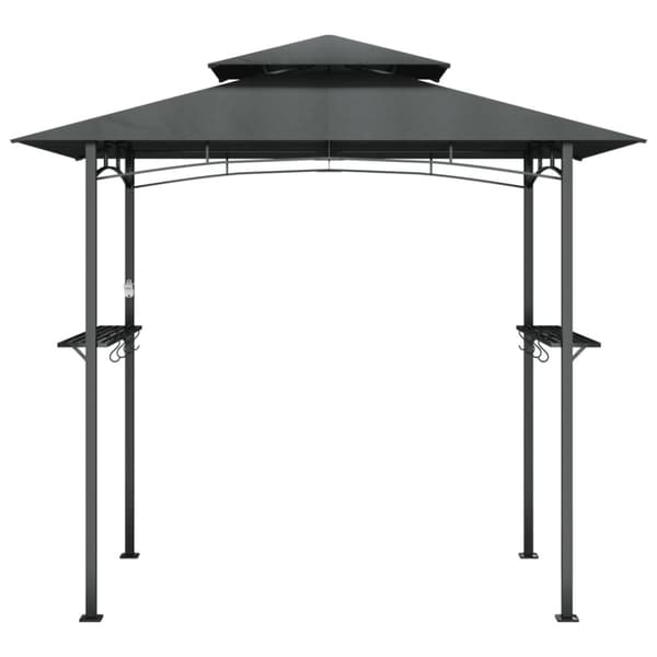 The Living Store Tak för grill med sidohyllor antracit 240x150x243 cm stål - Partytält & paviljoner