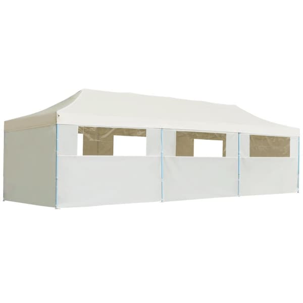 The Living Store foldbart pop op-festtelt med 8 sidevægge 3 x 9 m cremefarvet -  Festtelte & havepavilloner