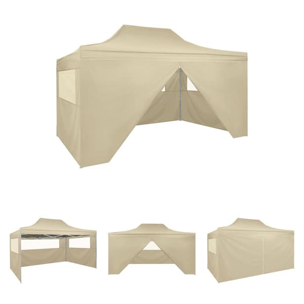 The Living Store foldbart pop-up telt med 4 sidevægge 3 x 4,5 m cremehvid -  Festtelte & havepavilloner