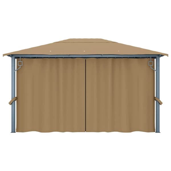 The Living Store Paviljong med draperier 400x300 cm taupe aluminium -  Partytält & paviljoner