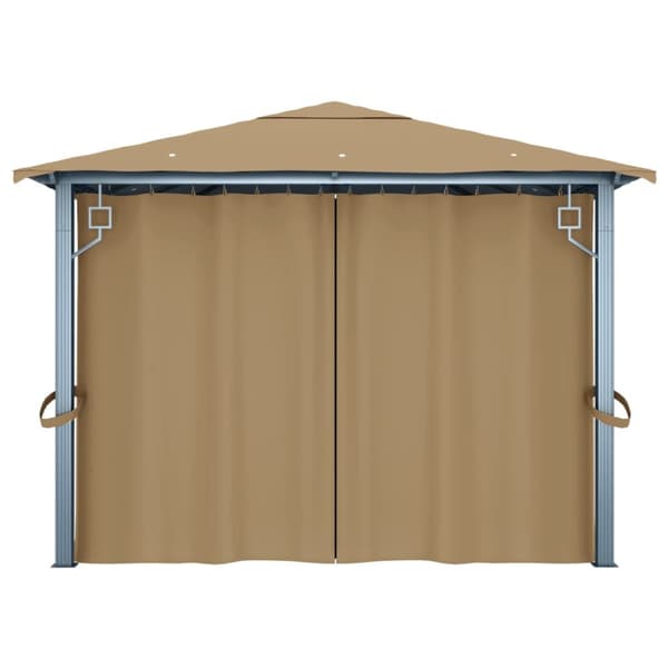 The Living Store Paviljong med draperier 400x300 cm taupe aluminium -  Partytält & paviljoner