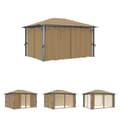 Miniatyrbild 1 av 11: The Living Store Paviljong med draperier 400x300 cm taupe aluminium -  Partytält & paviljoner