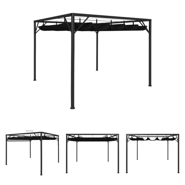 The Living Store pavillon med sammenrulleligt tag 3x3 m antracitgrå -  Festtelte & havepavilloner