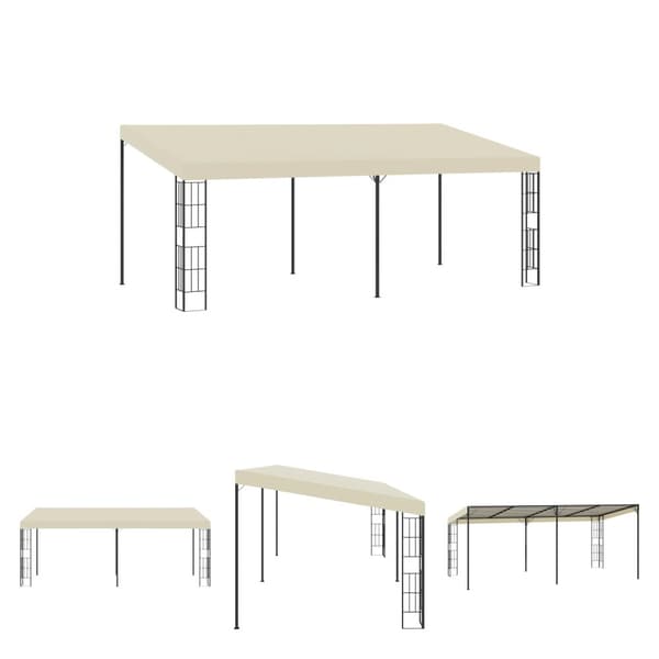 The Living Store vægmonteret pavillon 3x6 m stof cremefarvet -  Festtelte & havepavilloner