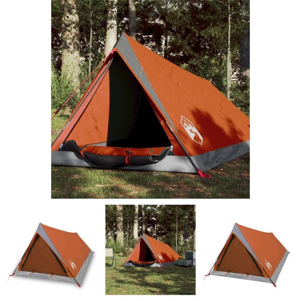 The Living Store Campingtält 2 personer grå och orange vattentätt -  Tält