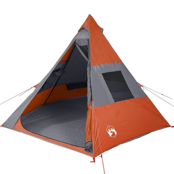 The Living Store Tipi-tält 7 personer grå och orange vattentätt -  Tält