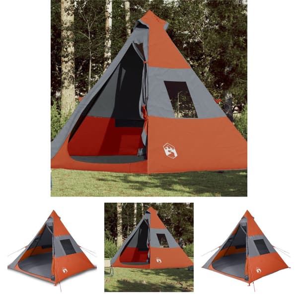 The Living Store Tipi-tält 7 personer grå och orange vattentätt -  Tält
