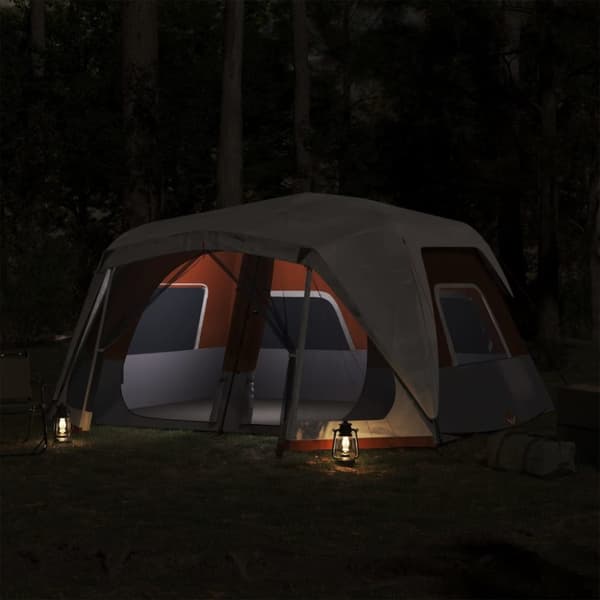 The Living Store 10-personers telt med LED-lys quick-release lysegrå og orange -  Telte