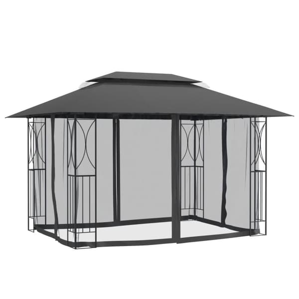 The Living Store pavillon med sidevægge 400x300x270 cm stål antracitgrå - Festtelte & havepavilloner