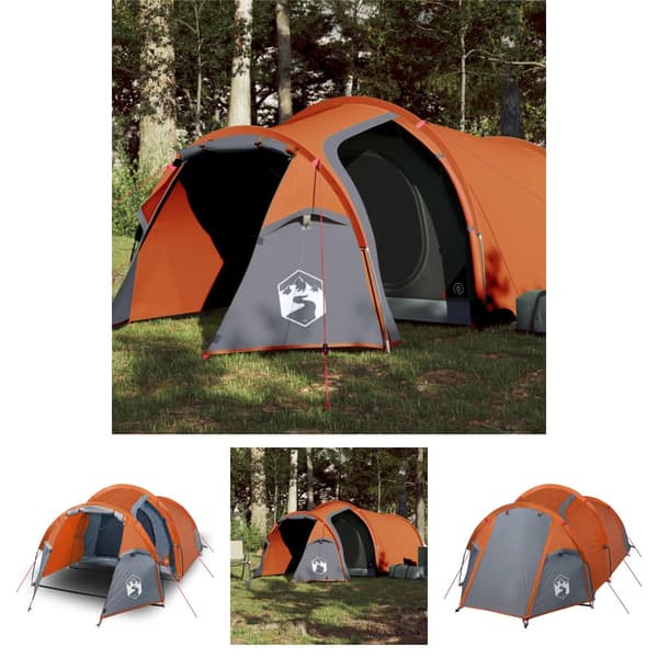 The Living Store Campingtält tunnel 2 personer grå och orange vattentätt -  Tält