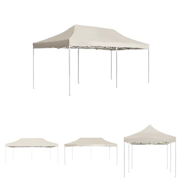The Living Store Hopfällbart partytält aluminium 6x3 m gräddvit -  Partytält & paviljoner